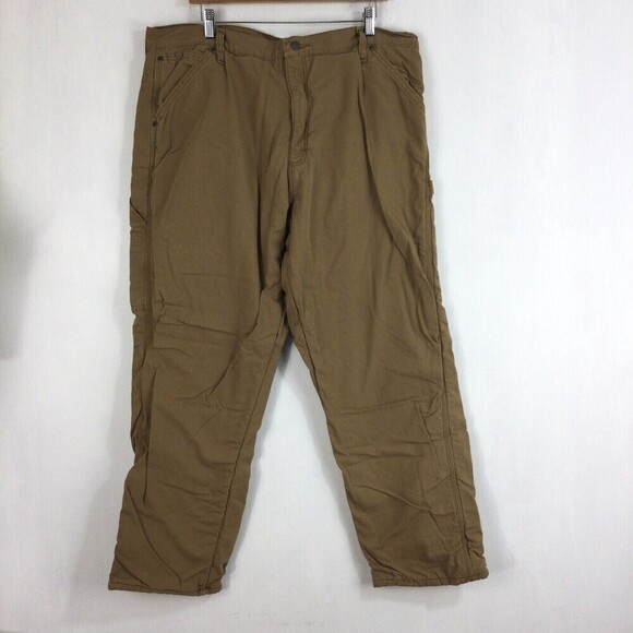 Wrangler Mens Carpenter Pants Fleece lined Cotton Tan Pants 94grwar Size 40 x 32 - Picture 6 of 6